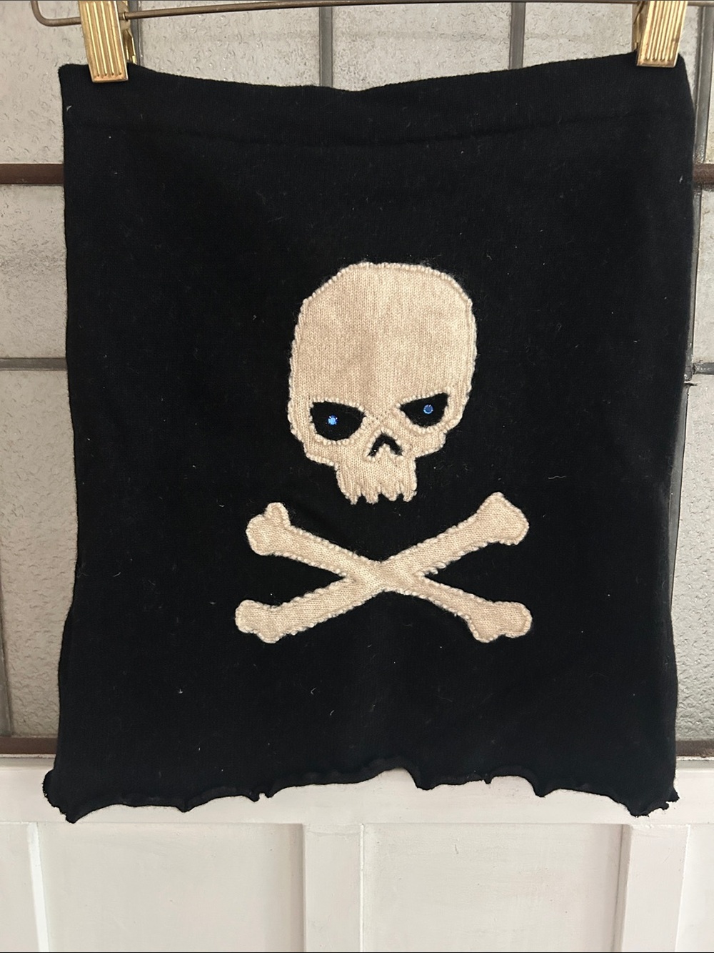 Deborah Lindquist original. Black Skull & Crossbones Decorative  Panel on crop